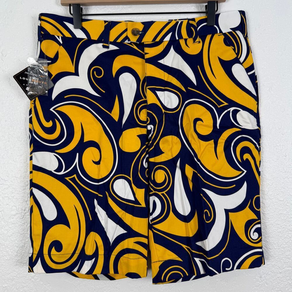 LoudMouth Men's Golf Shorts Blue Gold Splash NWT Size 34
